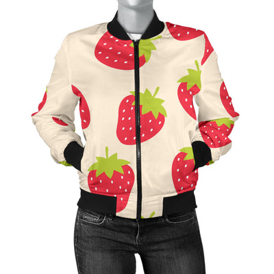 Strawberry Pattern Print Design SB02 Women Bomber Jacket