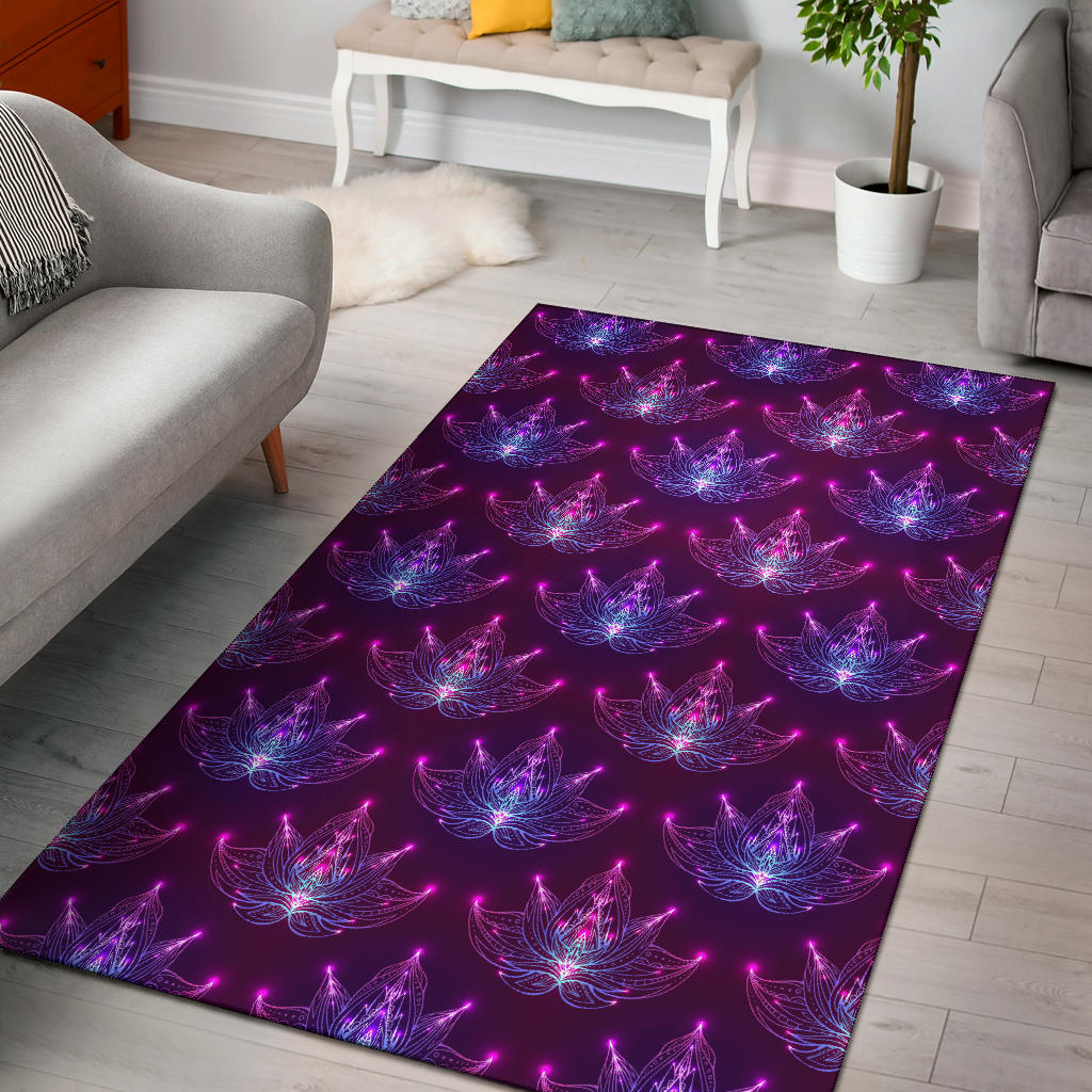 Lotus Pattern Print Design LO01 Area Rugs