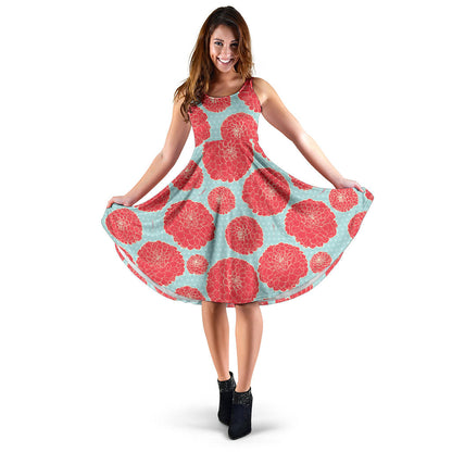 Marigold Pattern Print Design MR03 Midi Dress