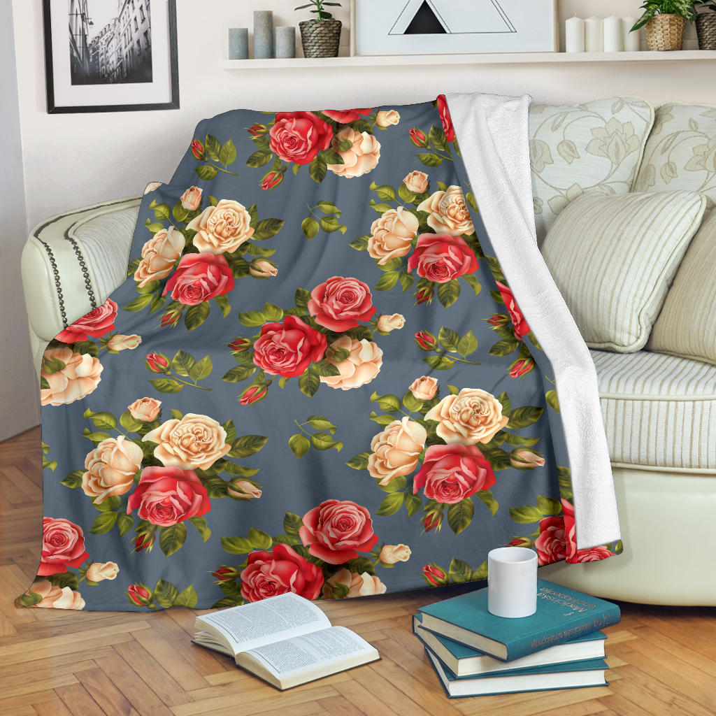 Rose Pattern Print Design RO017 Fleece Blanket