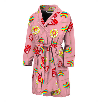 Lollipop Pattern Print Design LL05 Men Bathrobe