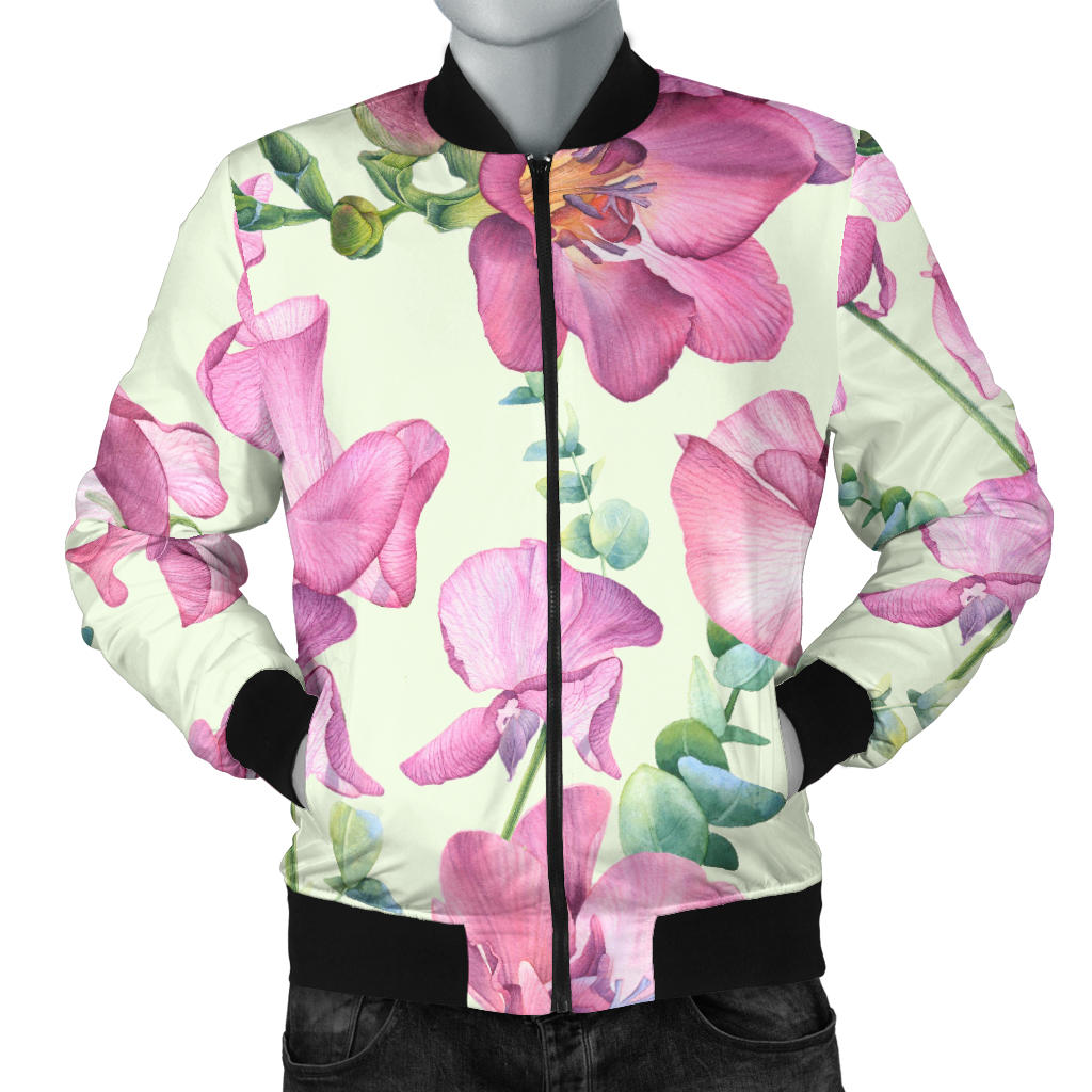 Peony Pattern Print Design PE011 Men Bomber Jacket