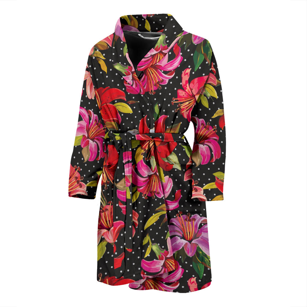 Lily Pattern Print Design LY012 Men Bathrobe