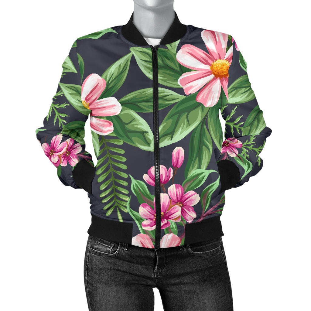 Summer Floral Pattern Print Design SF010 Women Bomber Jacket