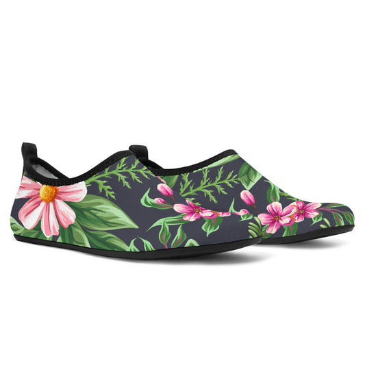 Summer Floral Pattern Print Design SF010 Aqua Water Shoes