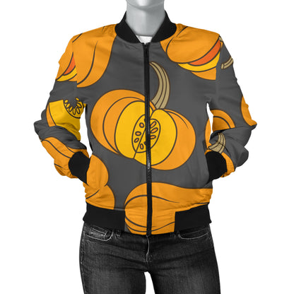 Pumpkin Pattern Print Design A03 Women's Bomber Jacket