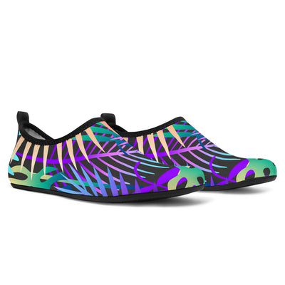 Neon Flower Tropical Palm Leaves Aqua Water Shoes