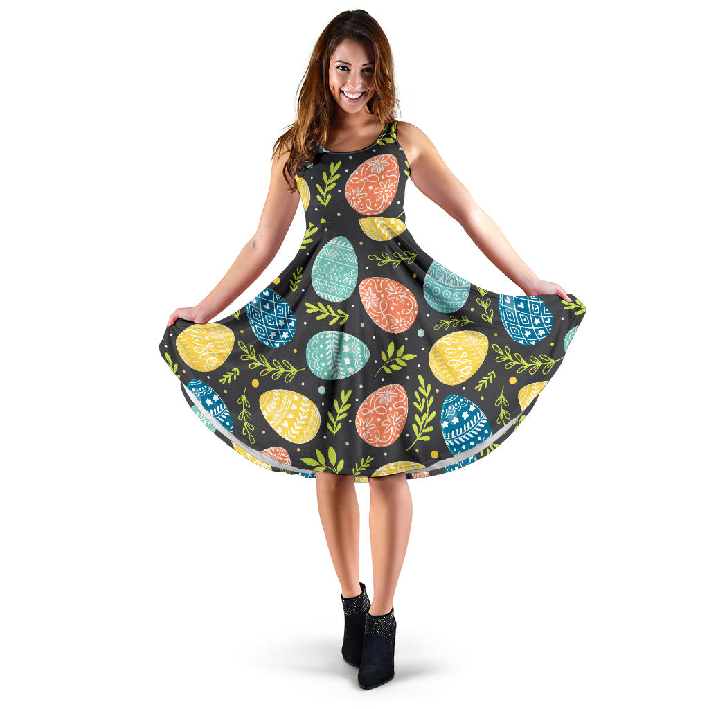 Easter Eggs Pattern Print Design RB01 Midi Dress