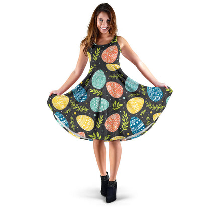 Easter Eggs Pattern Print Design RB01 Midi Dress