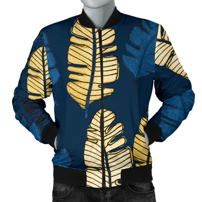 Banana Leaf Pattern Print Design BL09 Men Bomber Jacket