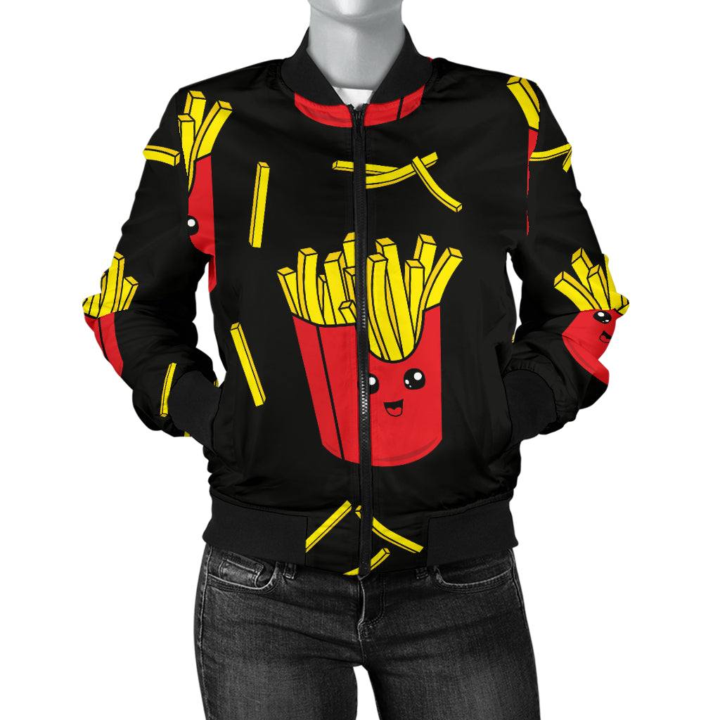 French Fried Pattern Print Design 03 Women's Bomber Jacket