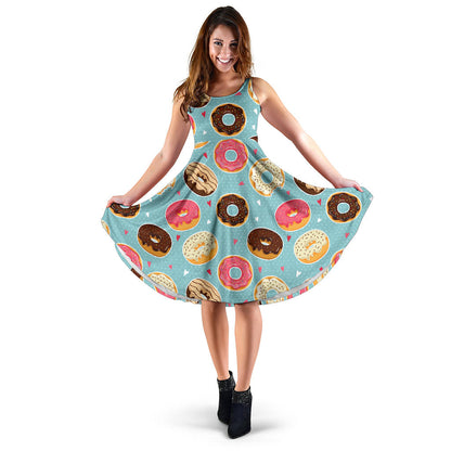 Donut Pattern Print Design DN04 Midi Dress
