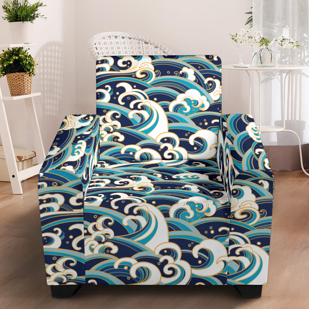 Surf Wave Pattern Armchair Slipcover