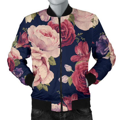 Peony Pattern Print Design PE03 Men Bomber Jacket
