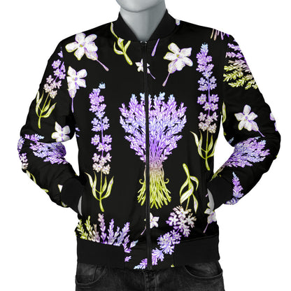 Lavender Pattern Print Design LV04 Men Bomber Jacket