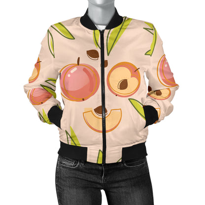 Peach Pattern Print Design A01 Women's Bomber Jacket