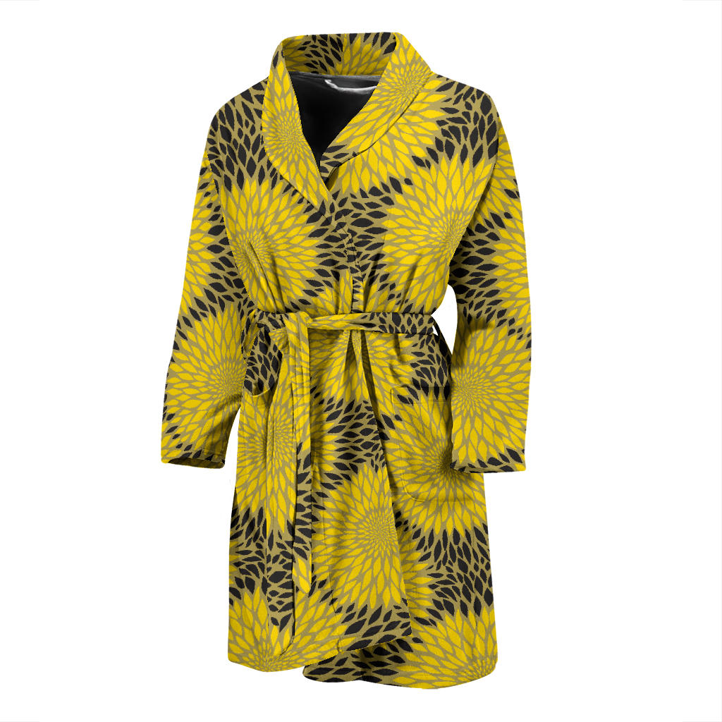 Sunflower Pattern Print Design SF06 Men Bathrobe