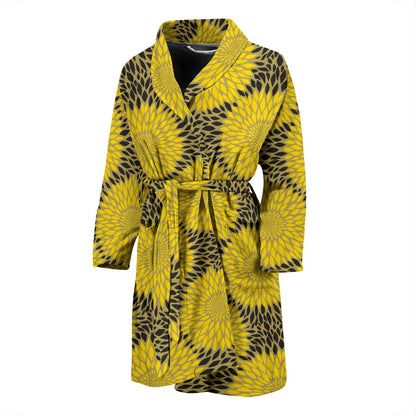 Sunflower Pattern Print Design SF06 Men Bathrobe