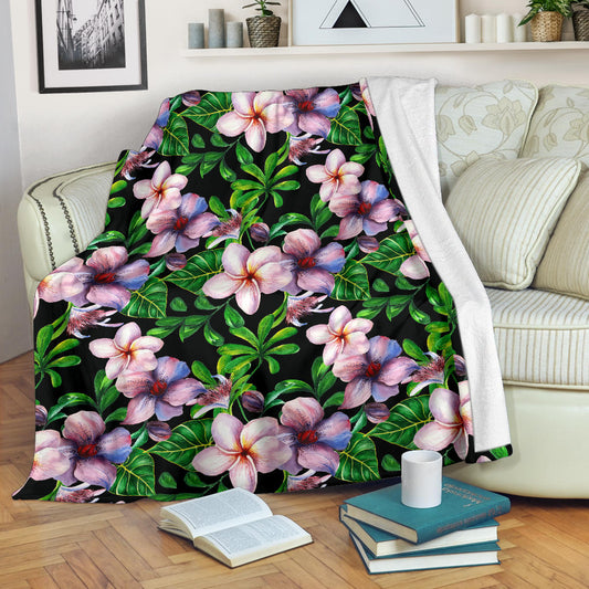 Plumeria Pattern Print Design PM01 Fleece Blanket