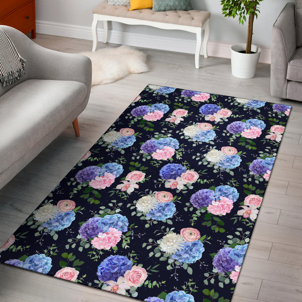 Hydrangea Pattern Print Design HD01 Area Rugs