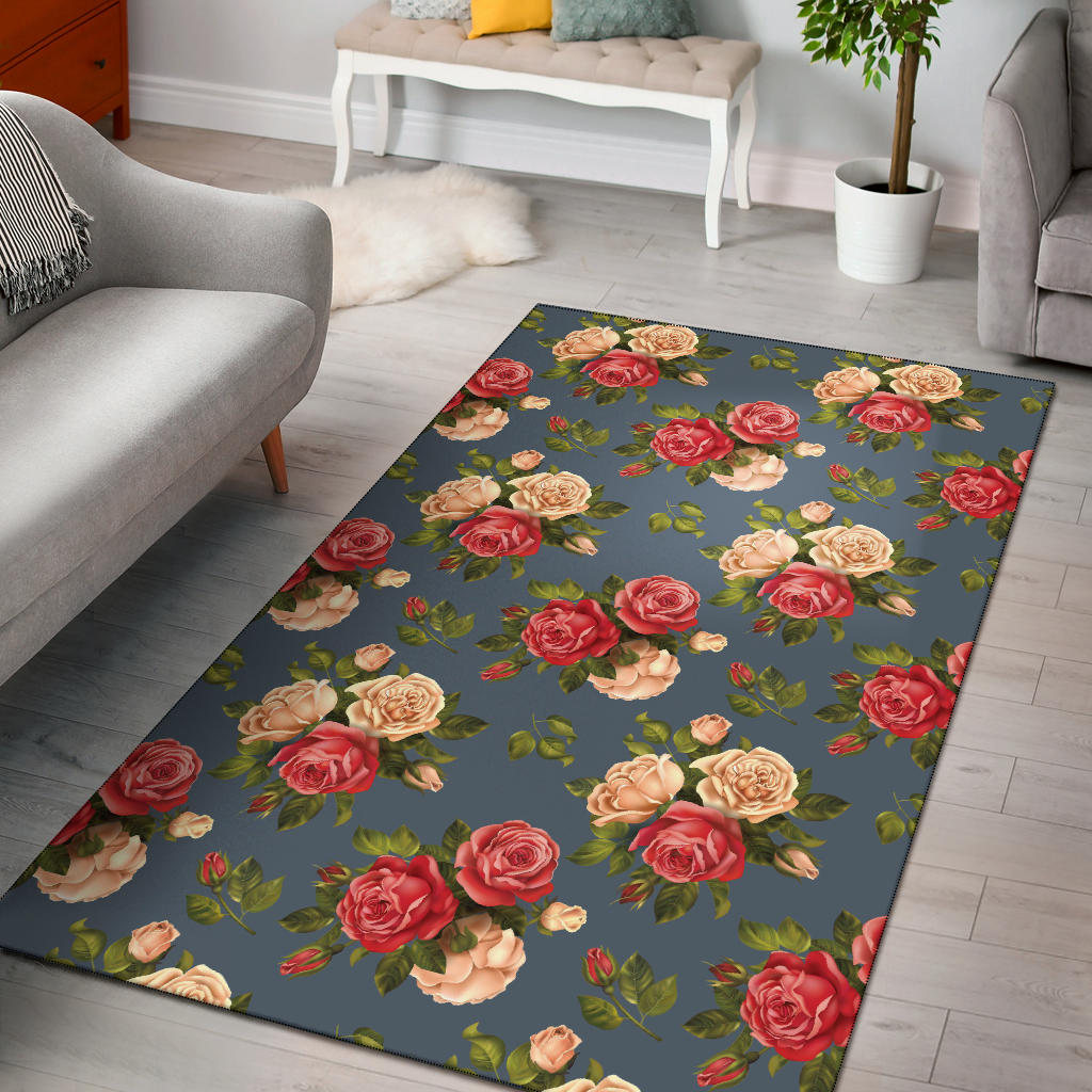 Rose Pattern Print Design RO017 Area Rugs