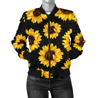 Sunflower Pattern Print Design SF05 Women Bomber Jacket