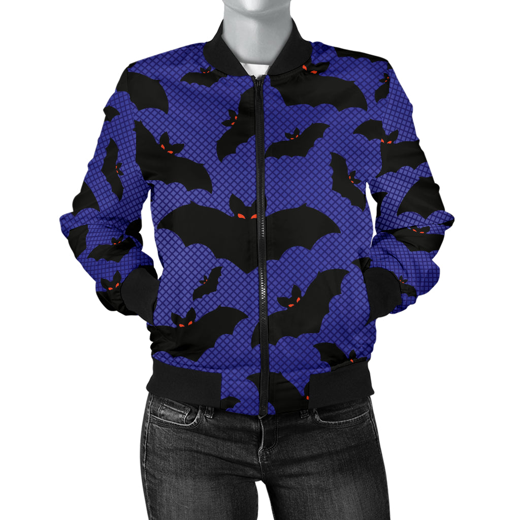 Bat Halloween Pattern Print Design 02 Women's Bomber Jacket