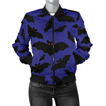 Bat Halloween Pattern Print Design 02 Women's Bomber Jacket