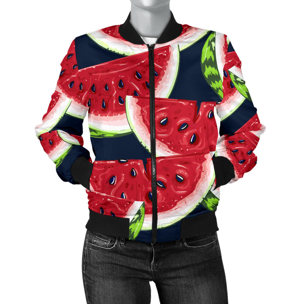 Watermelon Pattern Print Design WM011 Women Bomber Jacket