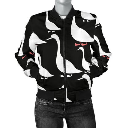 Goose Pattern Print Design 01 Women's Bomber Jacket