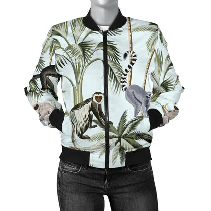 Rainforest Pattern Print Design RF04 Women Bomber Jacket