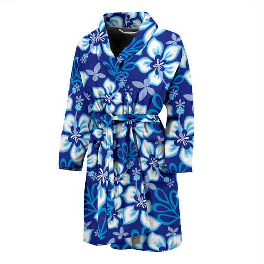 Hibiscus Pattern Print Design HB04 Men Bathrobe