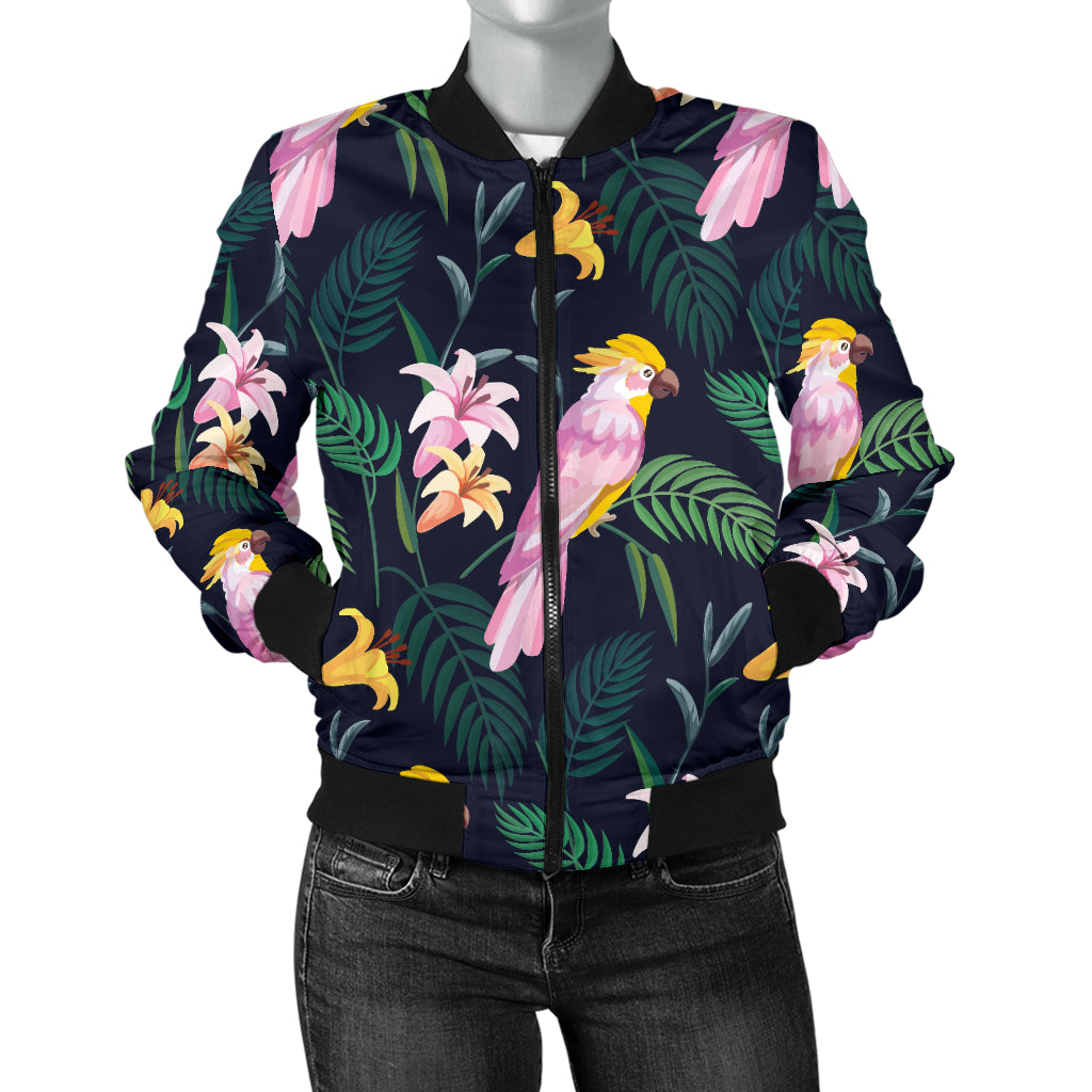 Cockatoo Pattern Print Design 03 Women's Bomber Jacket