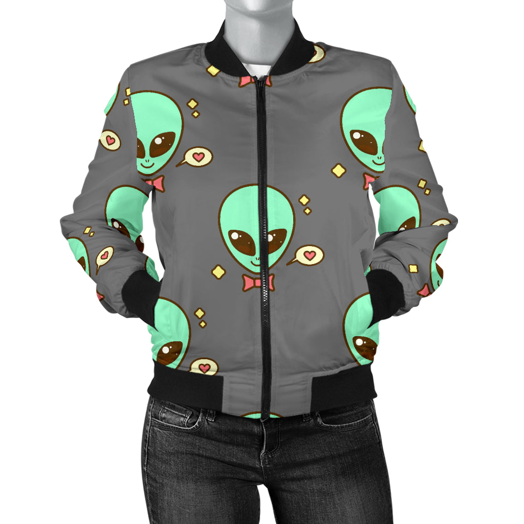 Alien Pattern Print Design 02 Women's Bomber Jacket