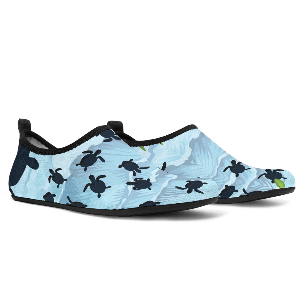 Sea Turtle Pattern Print Design T011 Aqua Water Shoes