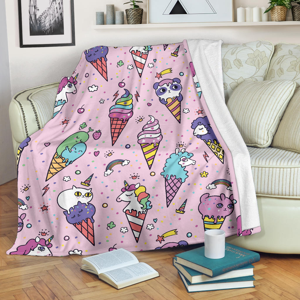 Ice Cream Pattern Print Design IC05 Fleece Blanket