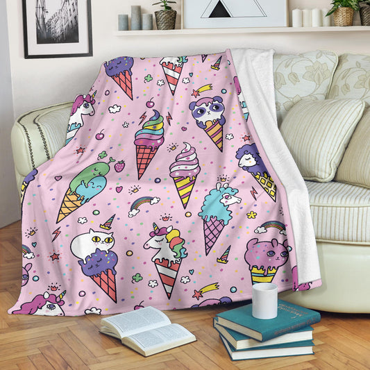 Ice Cream Pattern Print Design IC05 Fleece Blanket