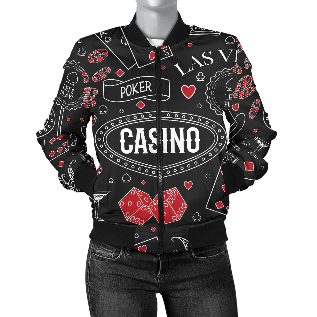 Casino Pattern Print Design 04 Women's Bomber Jacket