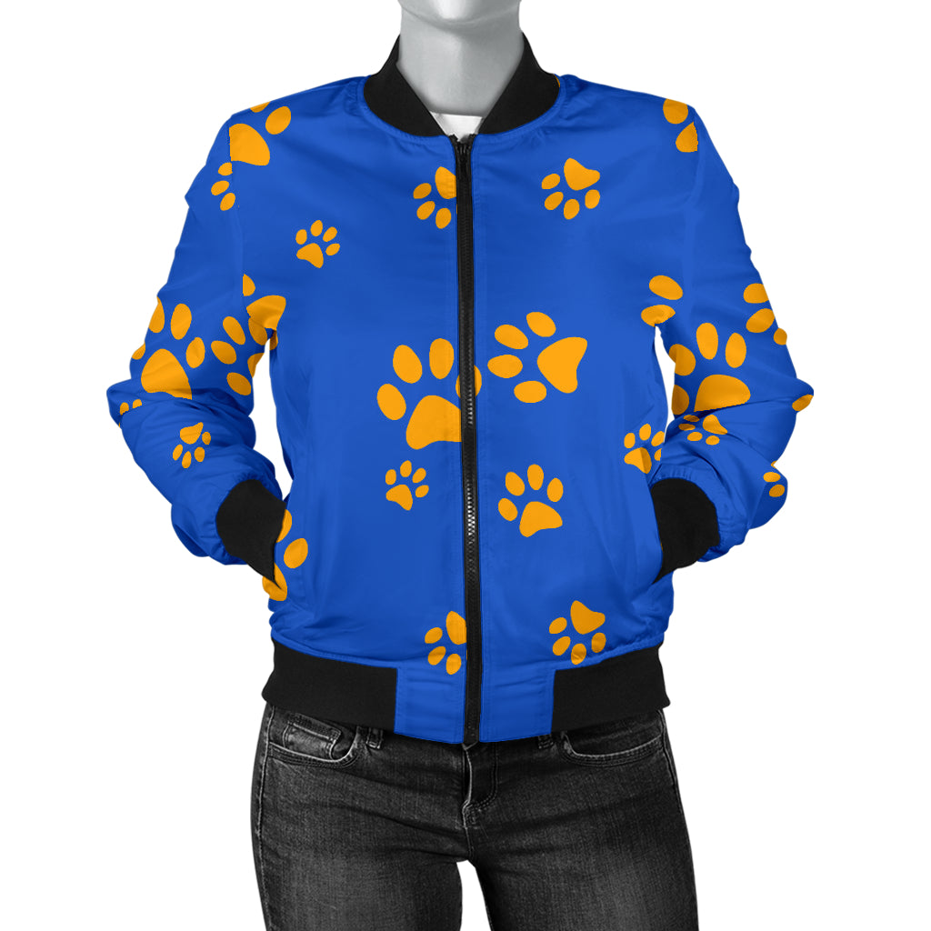 Paw Pattern Print Design A03 Women's Bomber Jacket