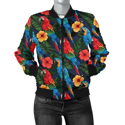 Parrot Pattern Print Design A01 Women's Bomber Jacket