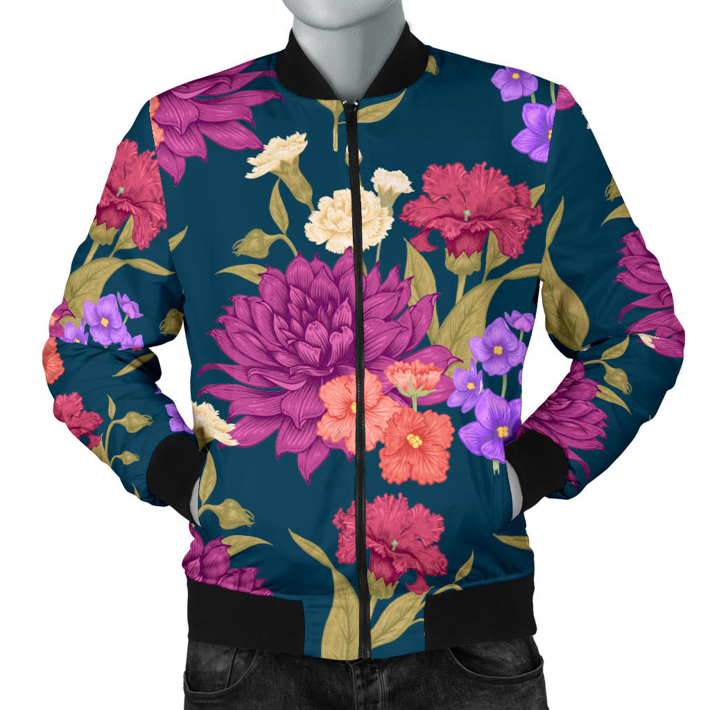 Dahlia Pattern Print Design DH01 Men Bomber Jacket