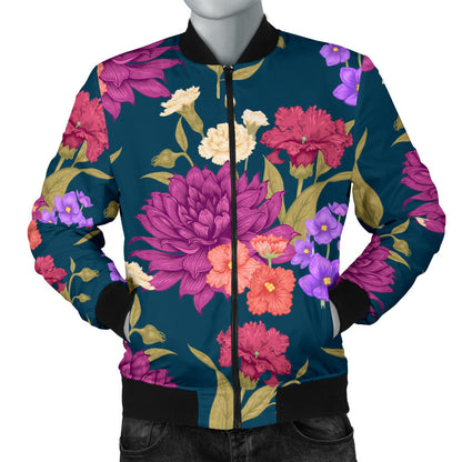 Dahlia Pattern Print Design DH01 Men Bomber Jacket