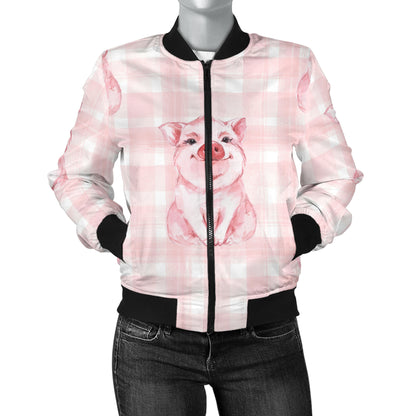 Pig Baby Pattern Print Design 01 Women's Bomber Jacket