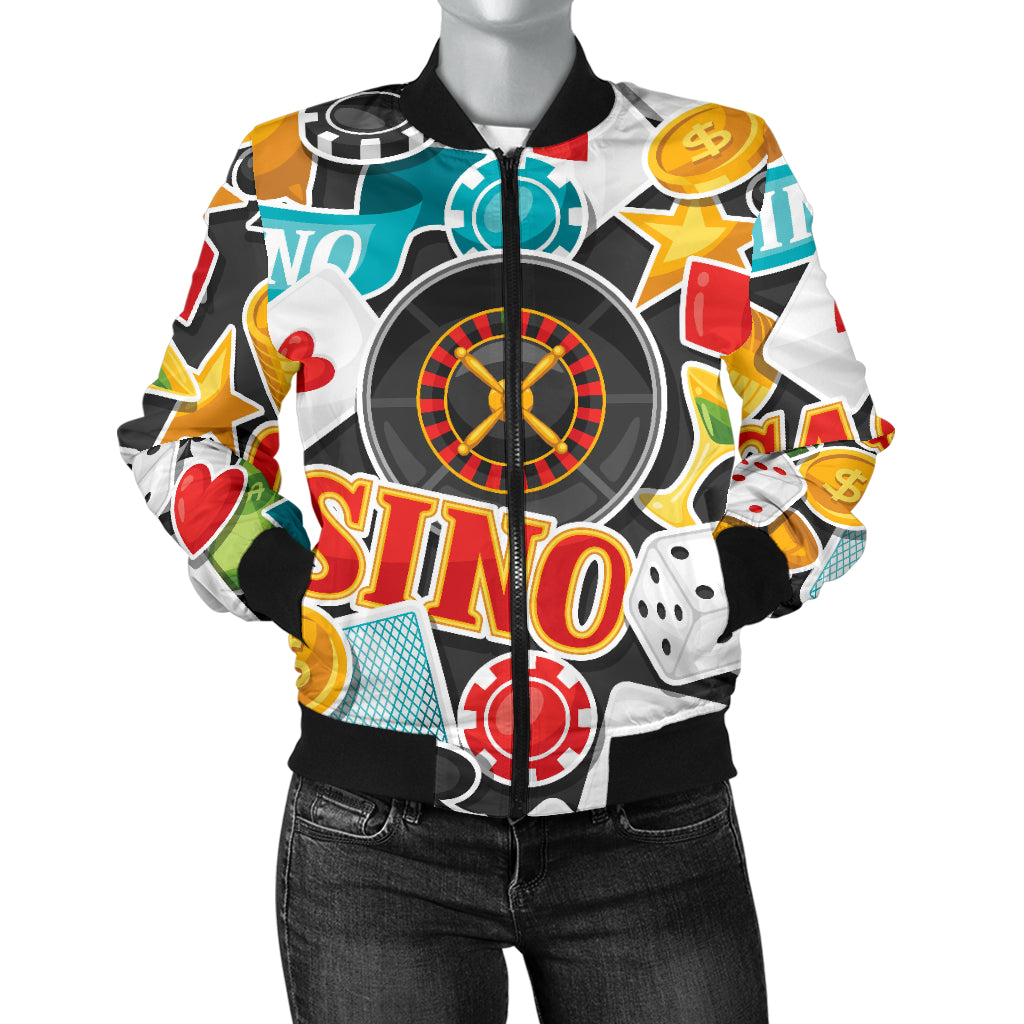 Casino Pattern Print Design 03 Women's Bomber Jacket