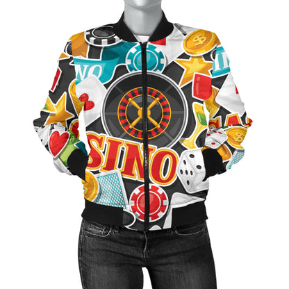 Casino Pattern Print Design 03 Women's Bomber Jacket