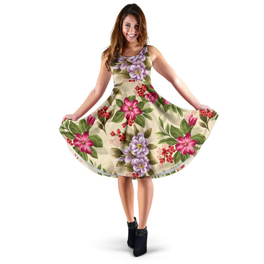 Summer Floral Pattern Print Design SF08 Midi Dress