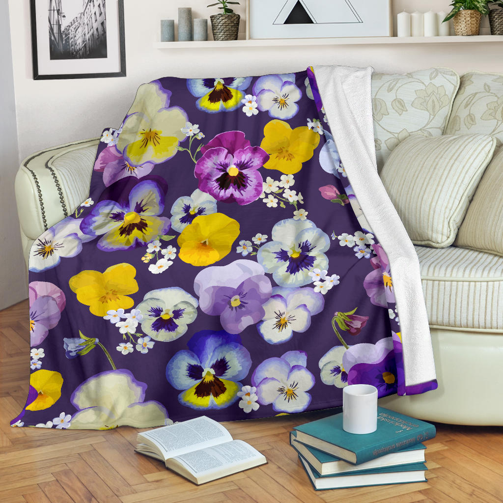 Pansy Pattern Print Design PS02 Fleece Blanket