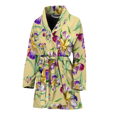 Iris Pattern Print Design IR06 Women Bathrobe