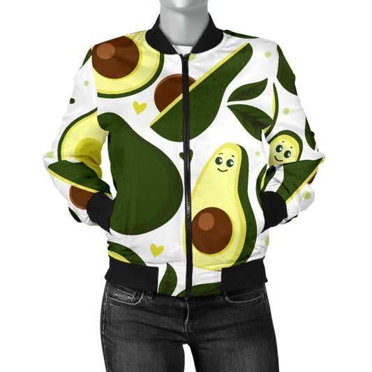 Avocado Pattern Print Design AC06 Women Bomber Jacket