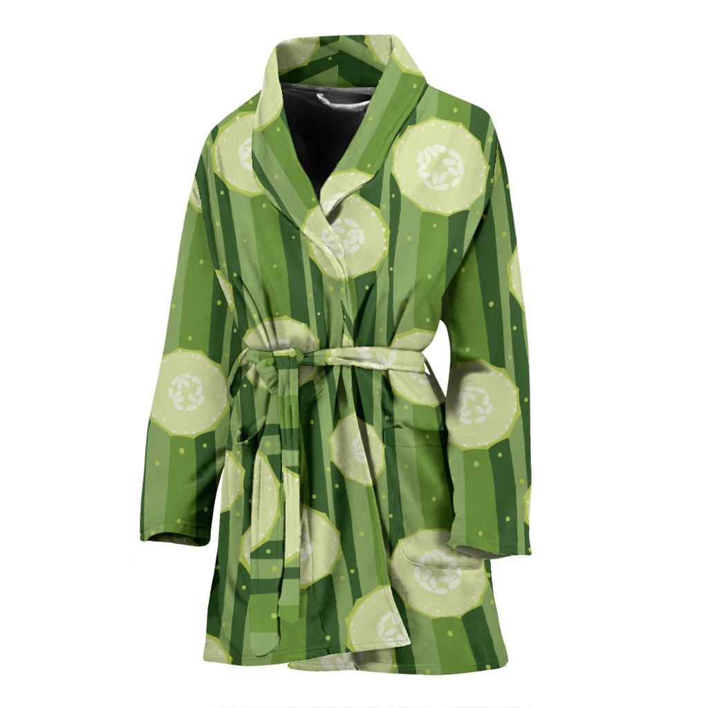 Cucumber Pattern Print Design CC03 Women Bathrobe